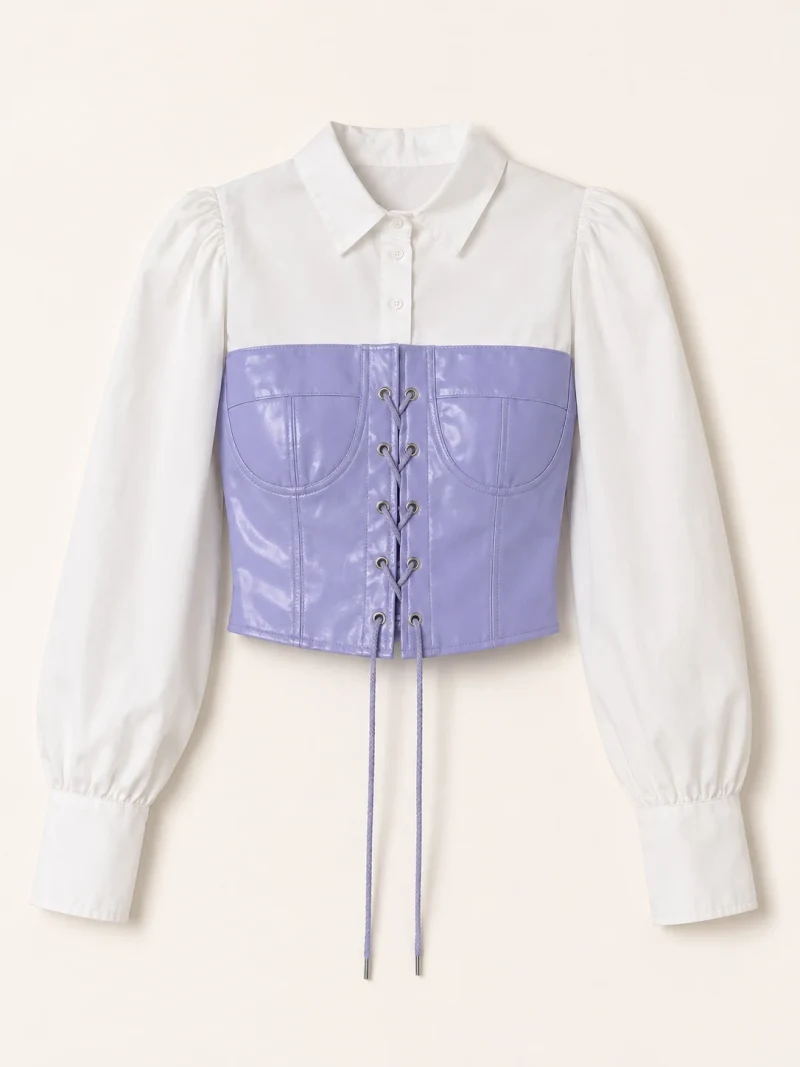 XINVORA Corset Shirt Top - Lavender - Photo 2