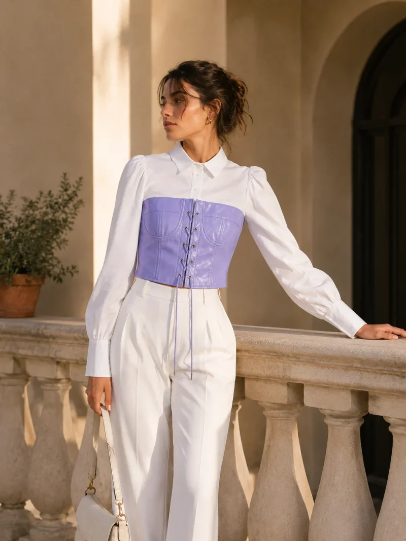 XINVORA Corset Shirt Top - Lavender - Photo 1