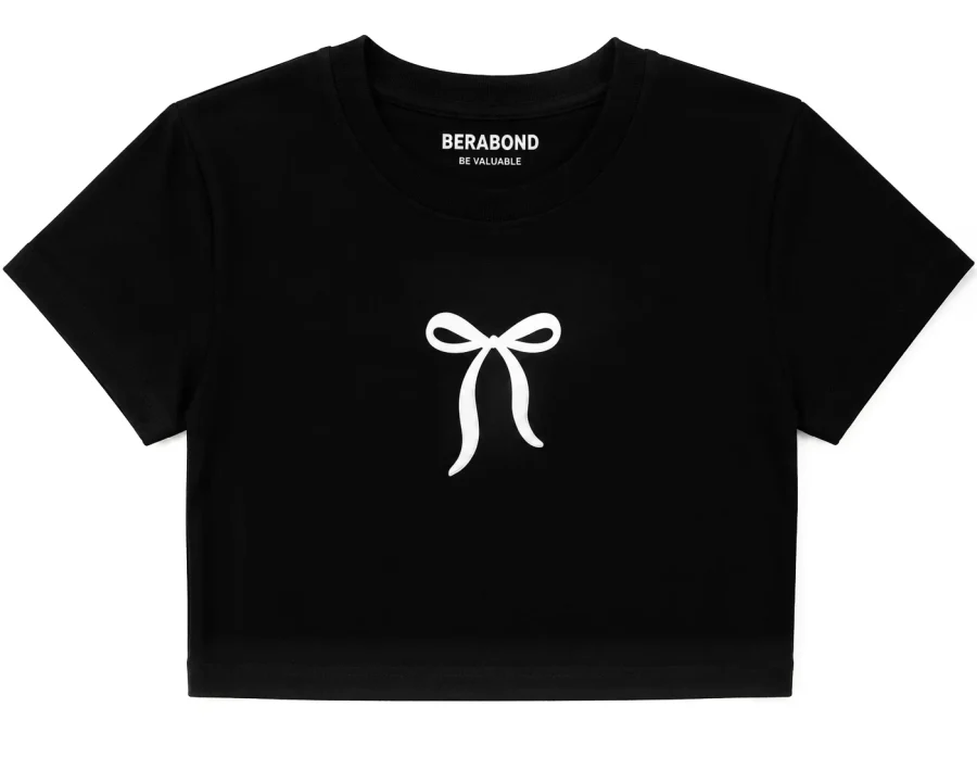 Black Bow Crop Tee - Front