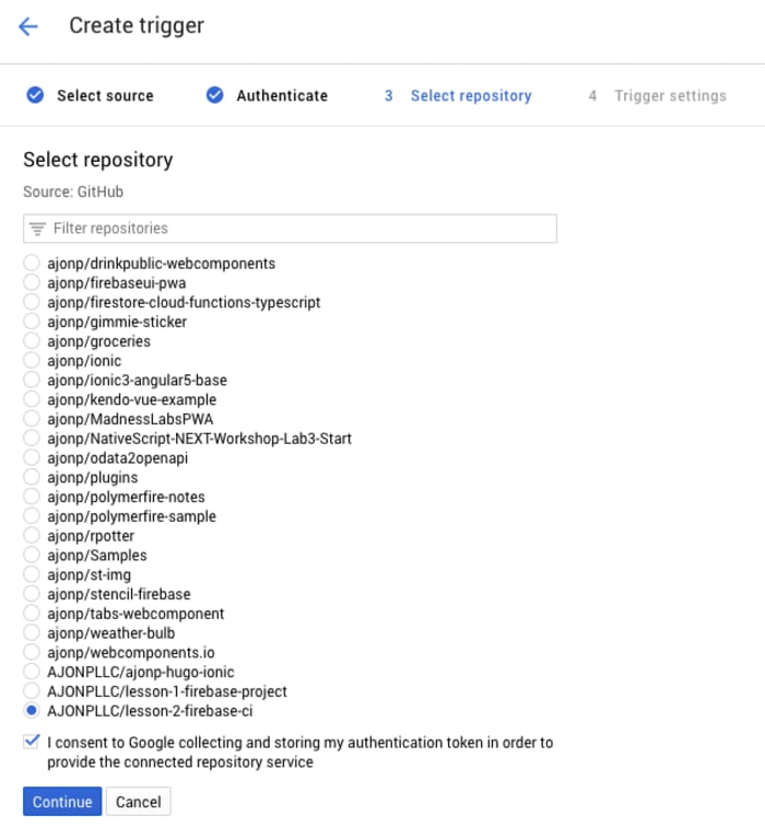 Github Select Repository
