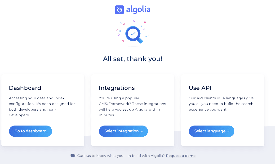 Algolia Dashboard