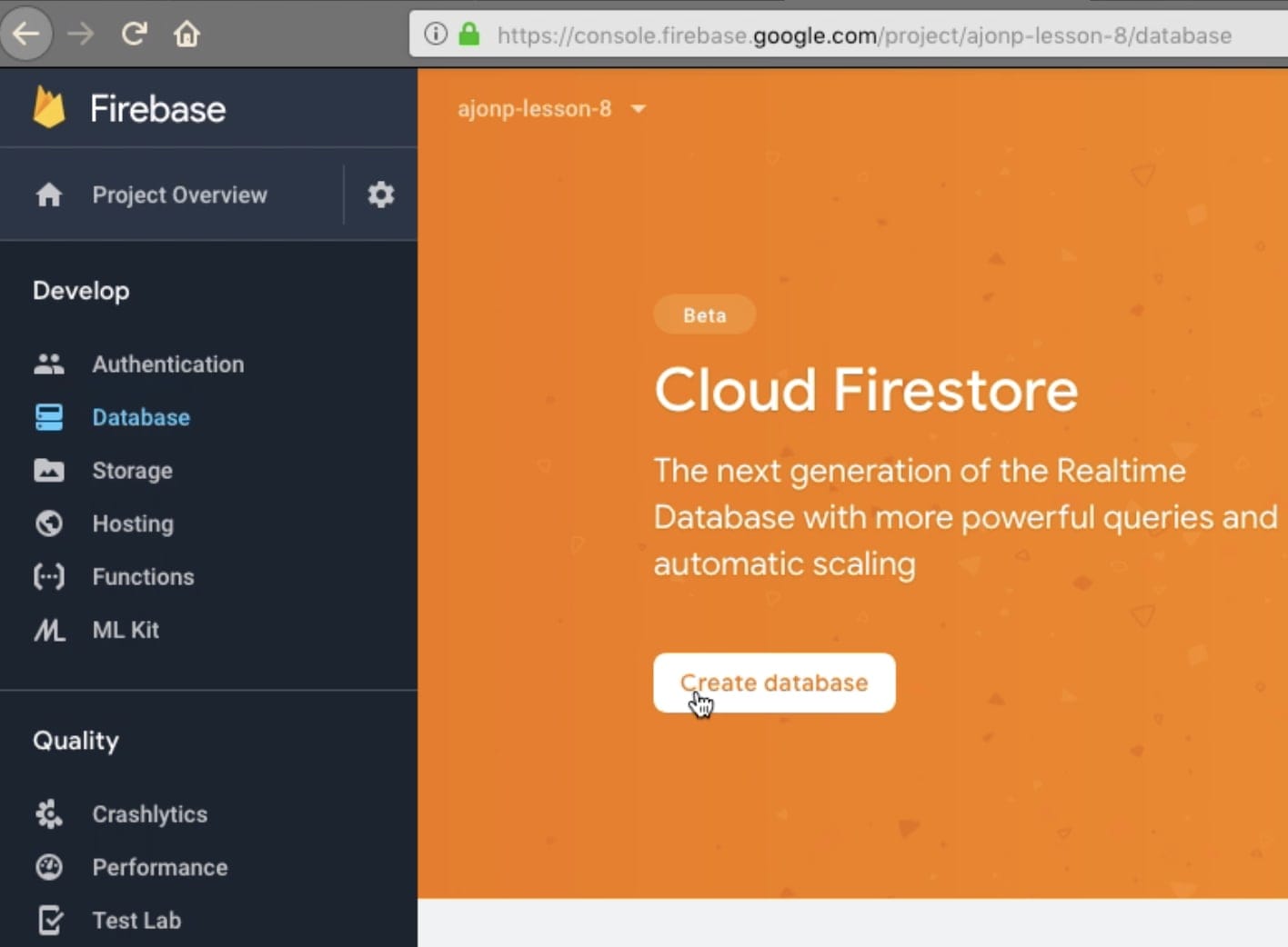 Use Firestore to Build Hugo Content 22 Create Database