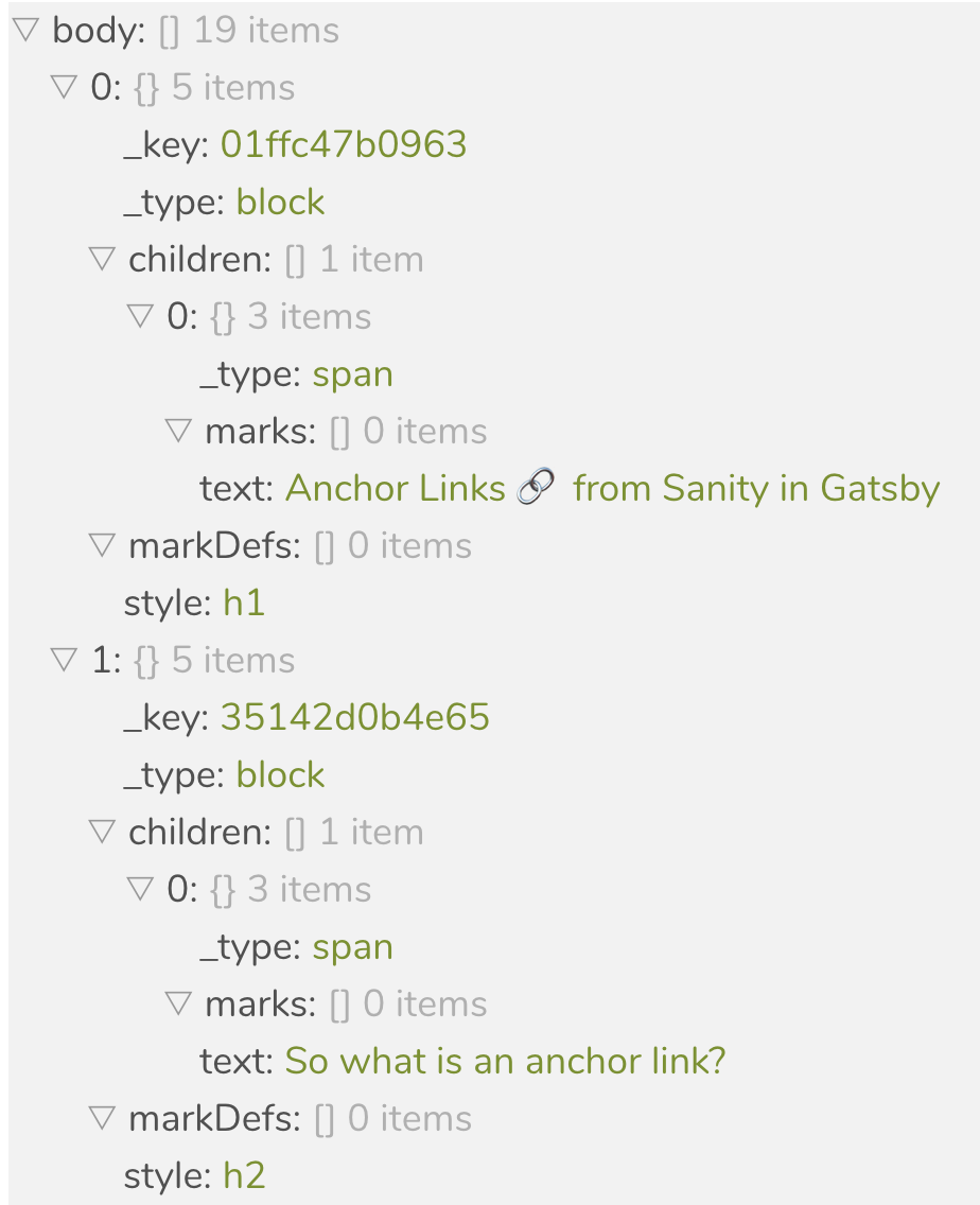 PortableText showing header tags
