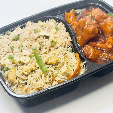 Egg Fried Rice  Noodles & Meat Combo