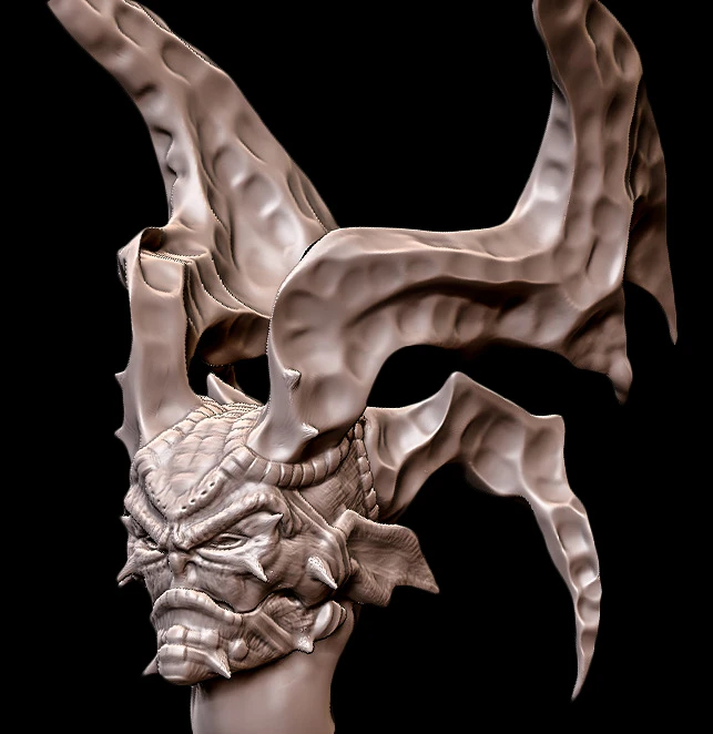 Horned demon — three-quarter