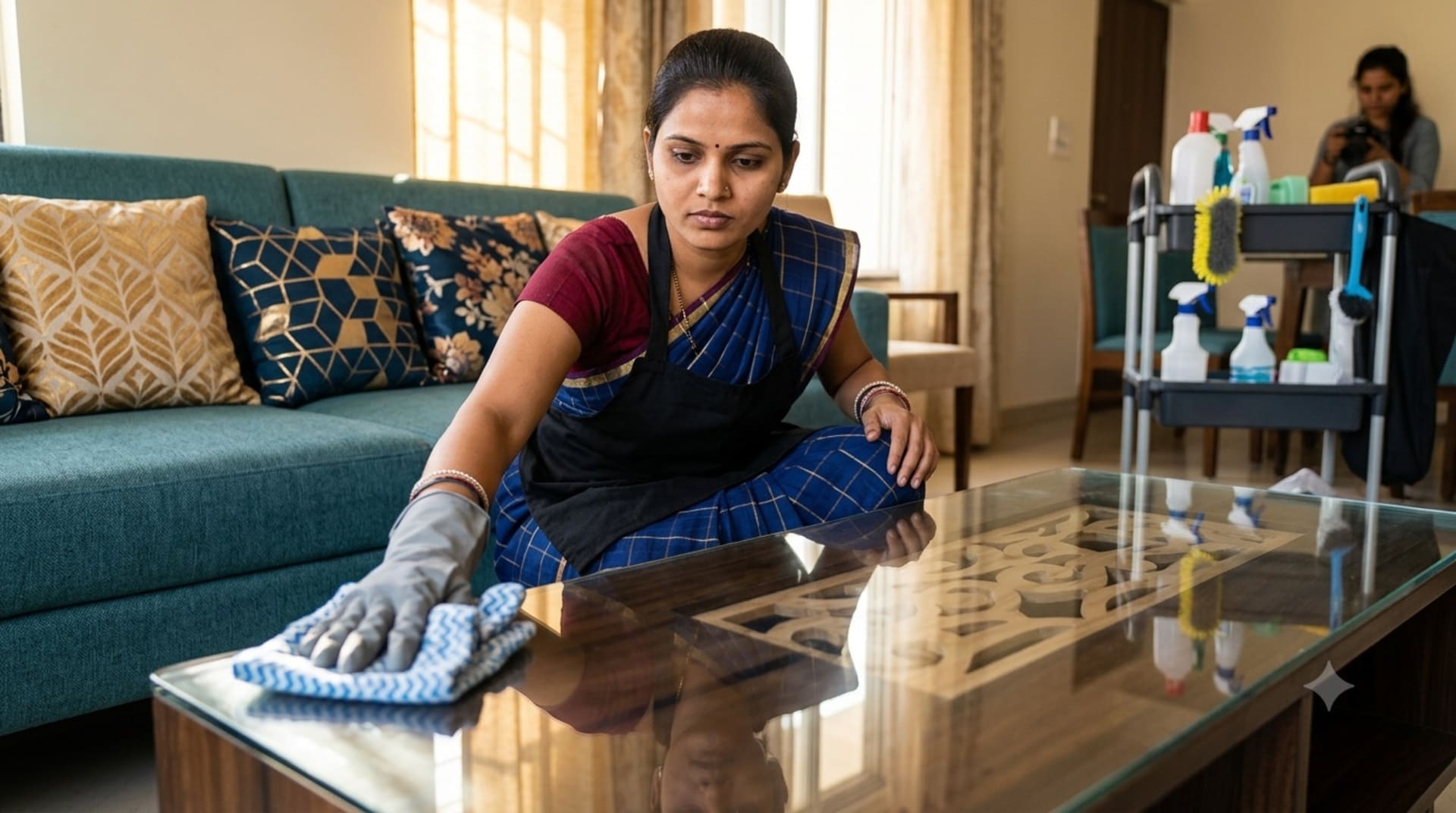A house maid working in a home in Chennai