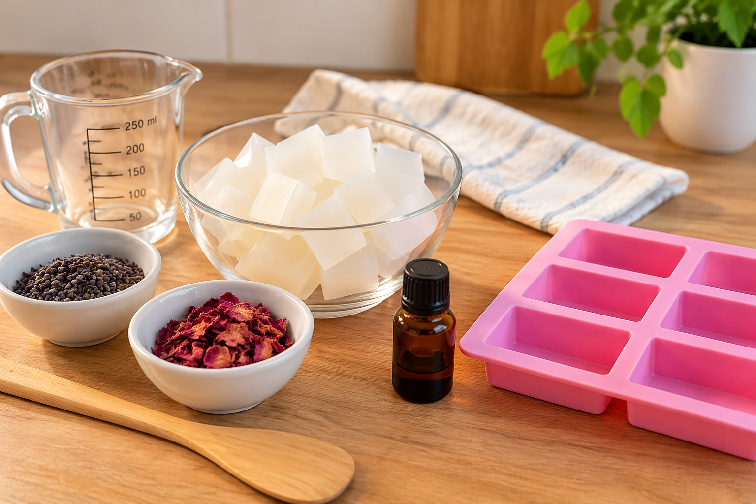 Ingredientes e materiais para fazer sabonetes artesanais
