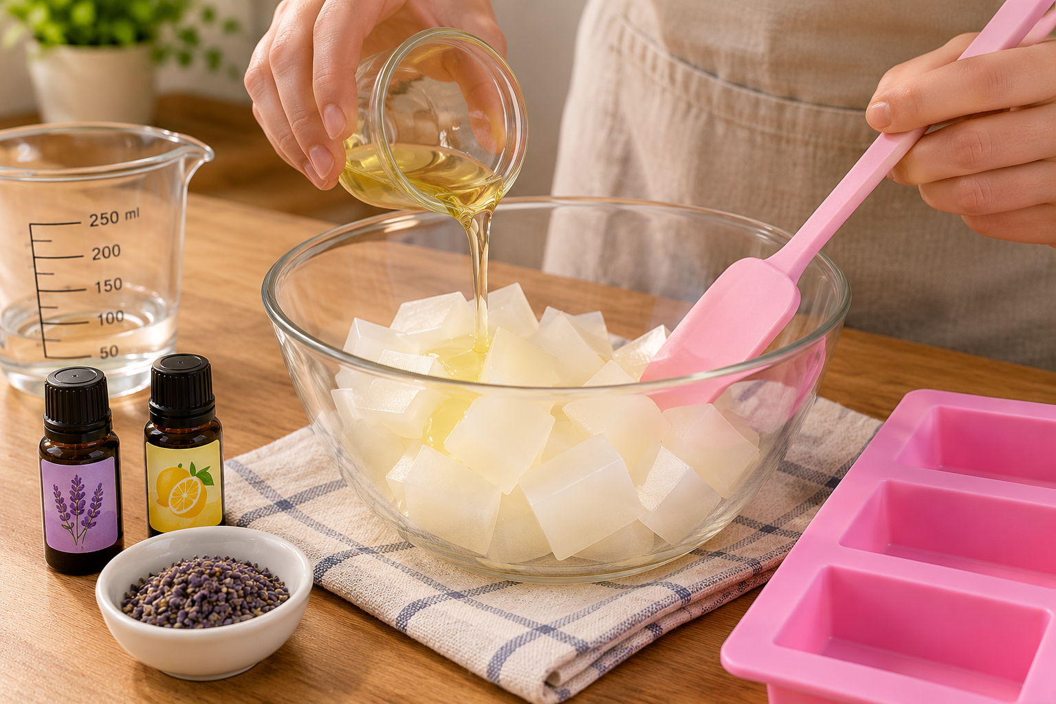 Preparação dos ingredientes do sabonete artesanal