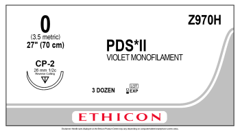 PDS II 0 USP CP-2 70 cm / 12 stk. (eske = 3 x 12) lilla - Z970H