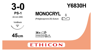 Monocryl 3-0 PS-1, 45 cm / 36 stk. lilla - Y6830H