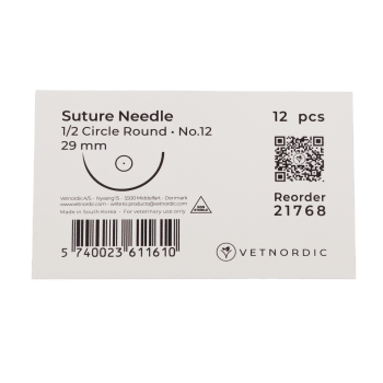 Vetnordic Suturnål, 1/2 circle round, 29 mm, 12 stk