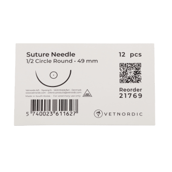Vetnordic Suturnål, 1/2 circle round,  49 mm, 12 pcs.