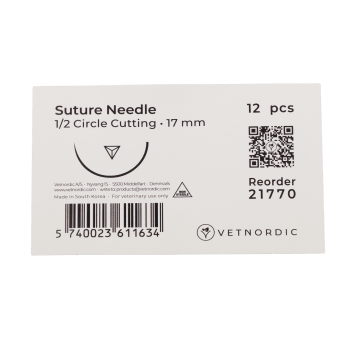 Vetnordic Suturnål, 1/2 circle cutting, 17 mm, 12 pcs.