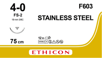 Ethicon steelwire 4-0 USP FS-2, 75 cm 12 stk. - F603