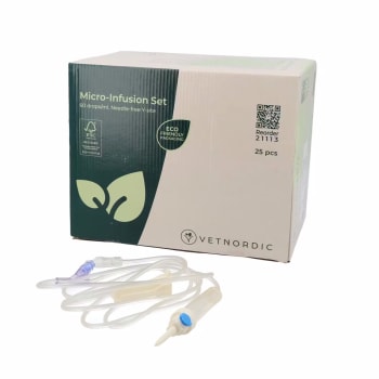 Vetnordic MikroInfusjonssett 60 Dråper/ml Nålefritt Y-Site 180 cm 25-pk.