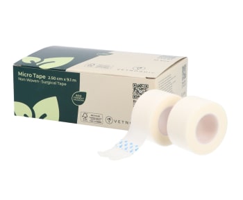 Vetnordic Mikro Tape, non-woven kirurgisk tape, 2,5 cm x 9,1 m, 12 stk