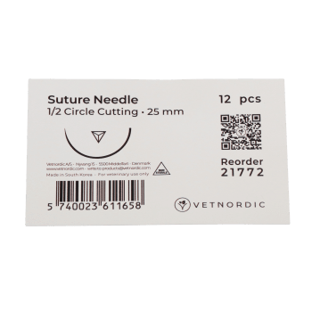 Vetnordic Suturnål, 1/2 circle cutting, 25 mm, 12 stk