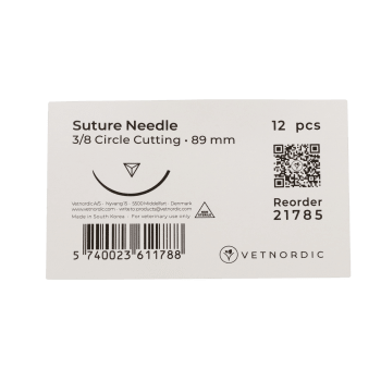 Vetnordic Suturnål,  3/8 circle cutting,  89 mm, 12 stk
