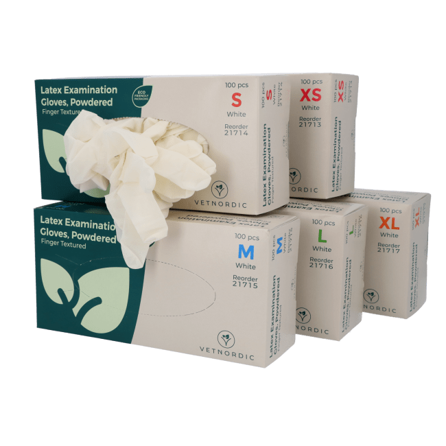 Vetnordic Hansker Latex, med pudder, 100 stk