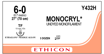 Monocryl 6-0, TF, 70 cm, 36 stk. - Y432H