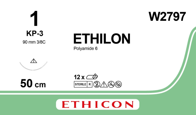 Ethilon 1 USP KP-3 2x50 cm / stk. - W2797