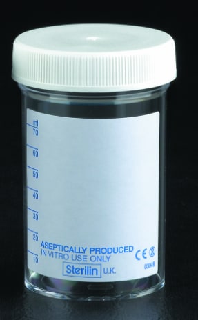 Prøveglass med skrukork plast 60 ml / stk.