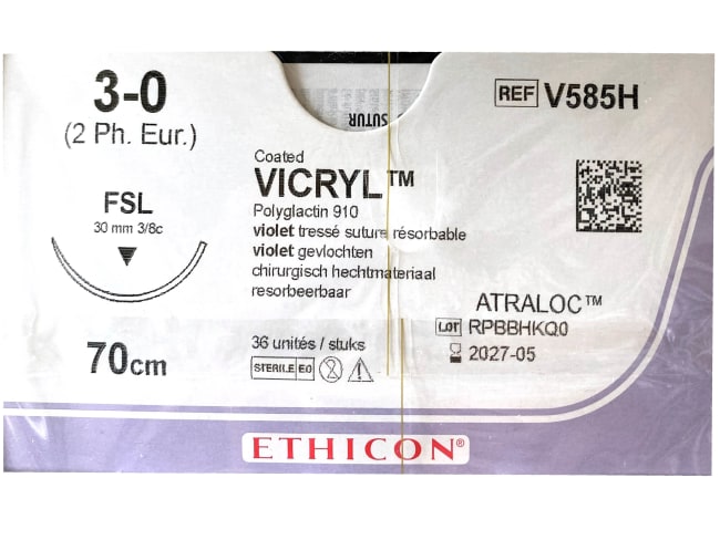 Vicryl 3-0 USP FSL 70 cm / 12 stk. (eske = 3 x 12) -V585H