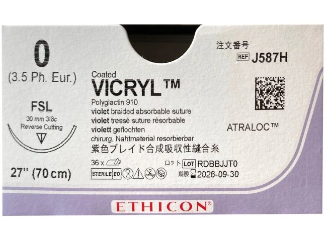 Vicryl 0 USP FSL 70 cm / 12 stk. (eske = 3 x 12) - J587H