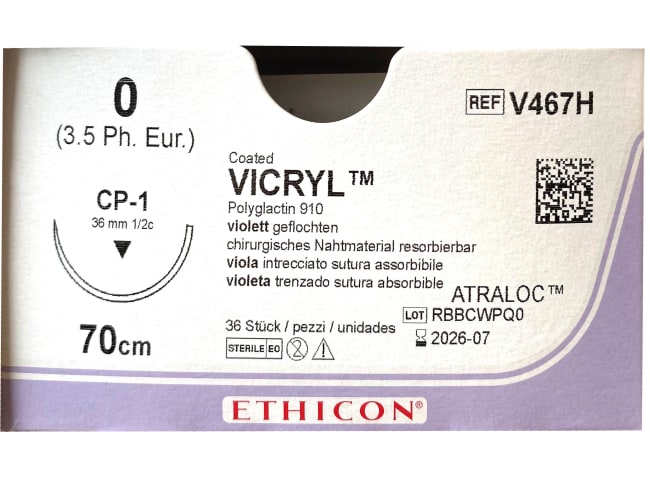 Vicryl 0 USP CP-1 70 cm / 12 stk. (eske = 3 x 12) - J467H