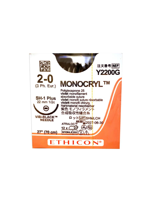 Monocryl 2-0 USP SH-1 pluss 70 cm / 12 stk. (eske = 12 stk) - Y2200G