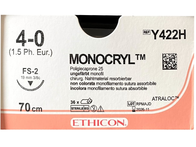 Monocryl 4-0 USP FS-2 70 cm / 12 stk. (eske = 3 x 12) - Y422H