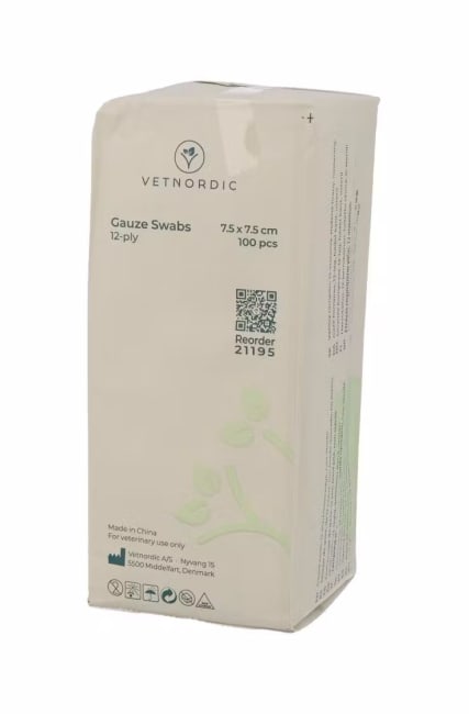 Vetnordic Kompresser Usteril 7,5 x 7,5 cm 12-lag 100 stk.