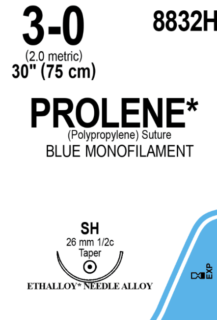 Prolene 3-0 USP SH 75 cm 36stk (rund nål) - 8832H