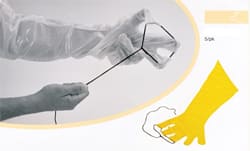 Fødselshanske med snor 5 stk.