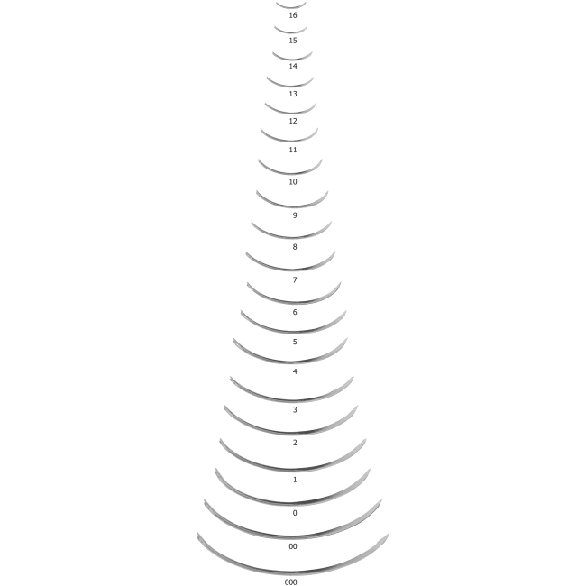 Suturnål 3/8 sirkel rund nr.140 -23 mm / 12 stk.