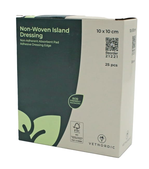 Vetnordic Non-woven Island Bandasje, 10 x 10 cm, 25 stk.