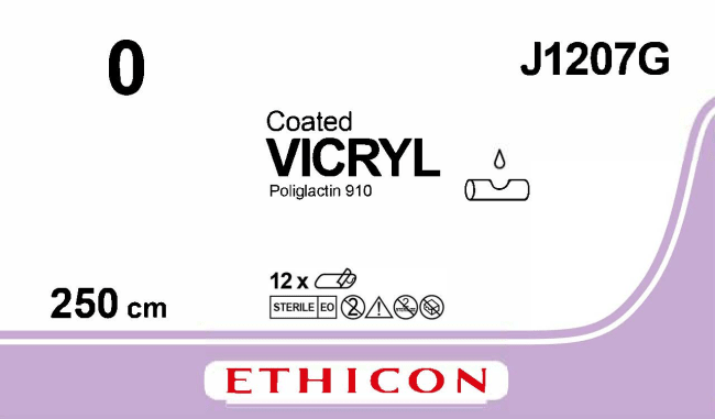 Vicryl 0 Ligatur Ligapak 250 cm, uten nål / 12 stk. - J1207G