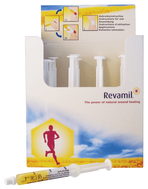 Revamil Sårgel, 2 ml, enkeltdose, ferdigfylt sprøyte, med 100 % ren medisinsk honning, stk.