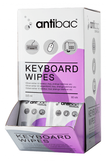 Antibac Keyboard Wipes 80 stk våtservietter. 