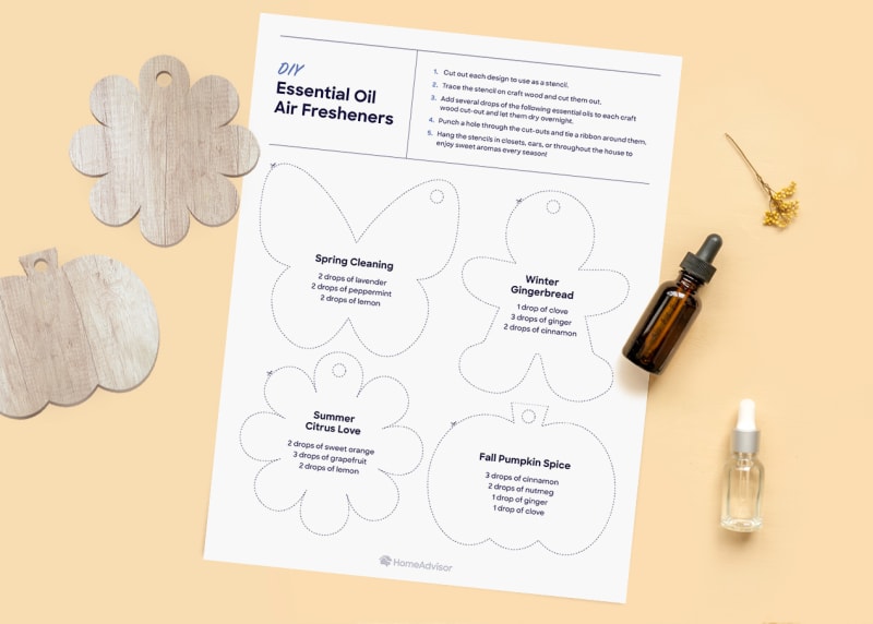 A card with DYI air freshener recipes.