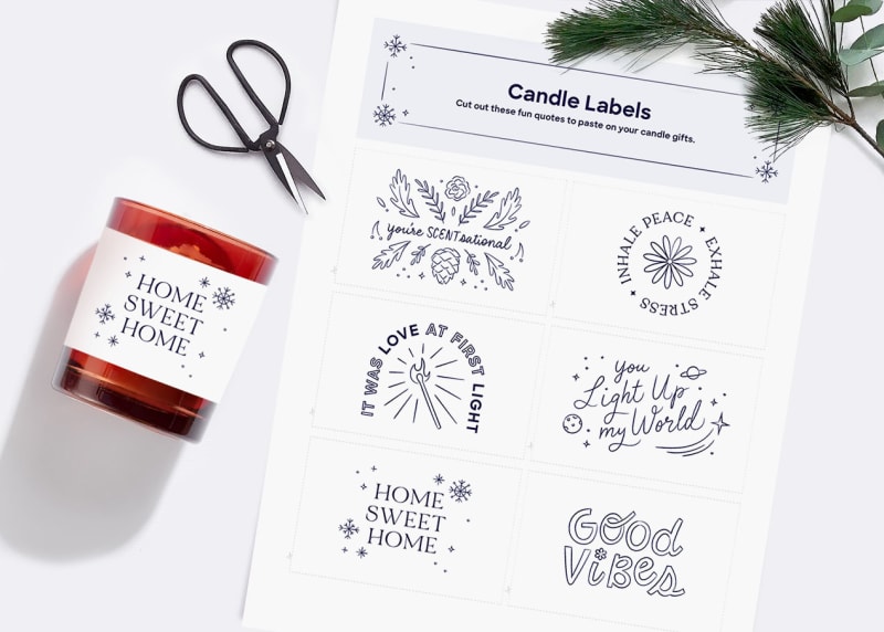 An example of how printable candle labels look like.