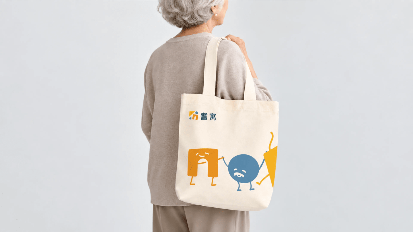 Canvas tote bag with character illustrations
