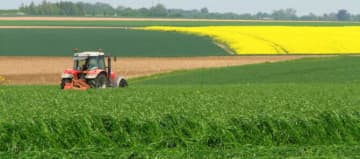 Tracteur dans un champ