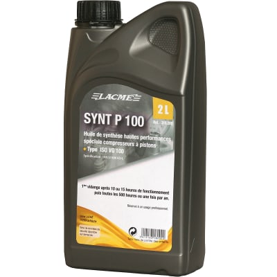 HUILE SYNTHESE P100 POUR COMPRESSEURS ALTERNATIFS ET ROTATIFS (bidon de 2 litres) - Image 1