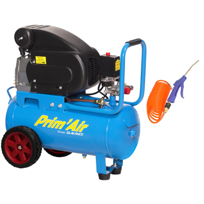 PRIMAIR 13/24M + TUYAU + SOUFFLETTE - Compresseur mobile - 13 m³/h monophasé - 24 litres - 8 bar - Image 1