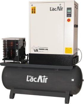 VX 4/270SC - Centrale à vis - 21,6 m³/h - 4 CV triphasé IE3/IP55 - 270 litres - 10 bar - 62 dB (A) - Sécheur