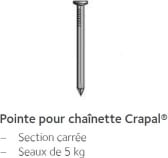Pointes pour chaînettes Crapal®4 CARREE