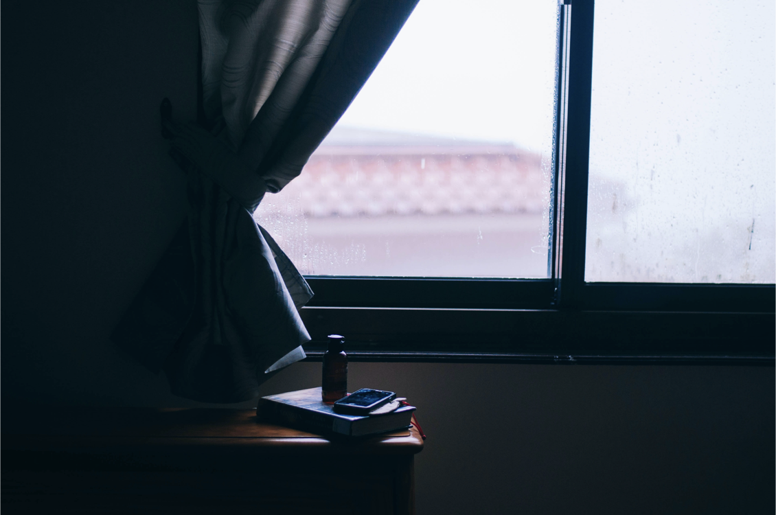 Phone on bed-side
table