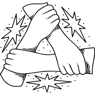 Three arms supporting each other in a circle