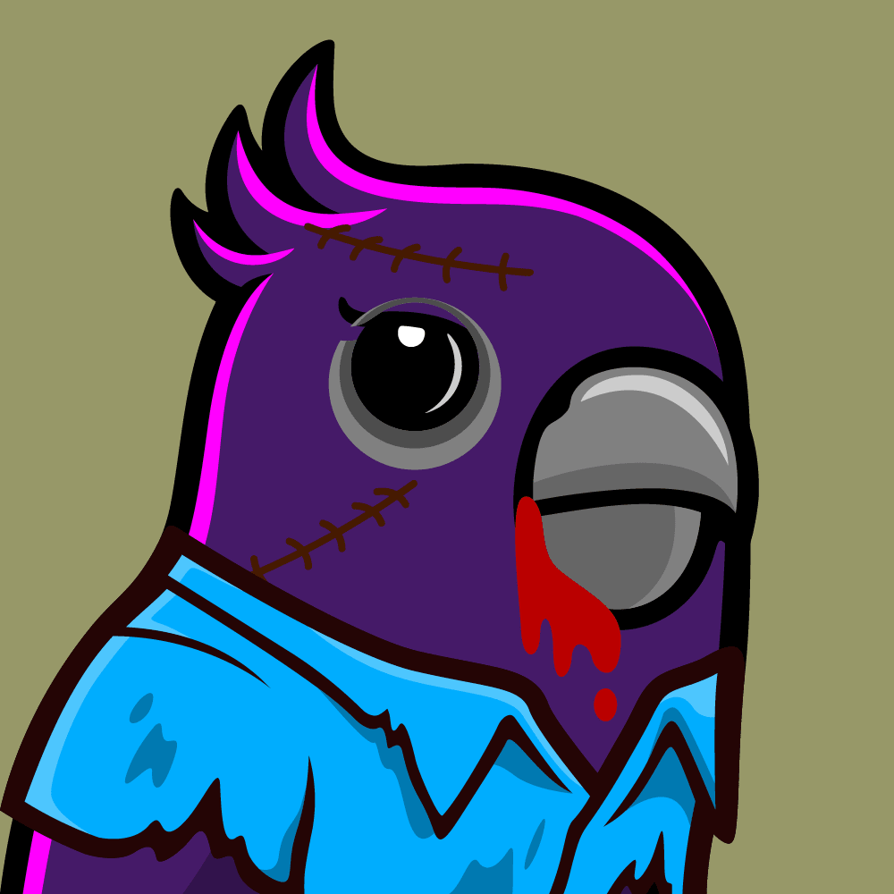 Birb NFT #774 Zombie Blue Shirt